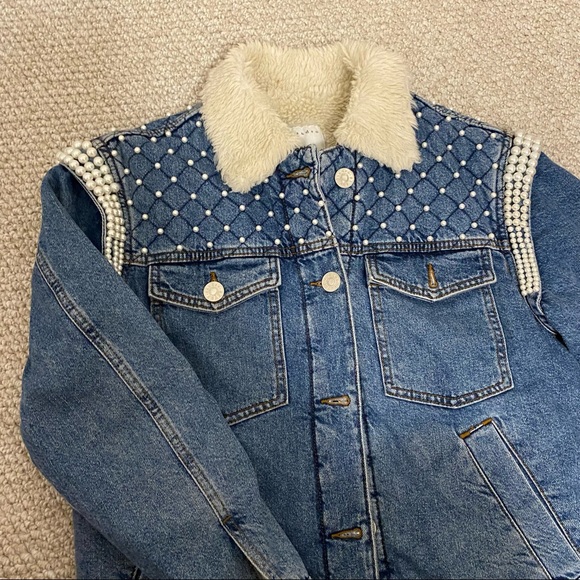 SANDRO DENIM SHERPA JACKET - Picture 2 of 6